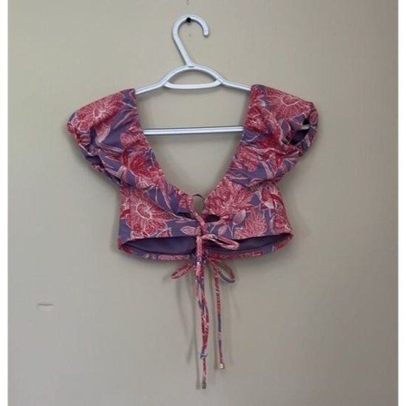 3 For $10 NWOT Time And Tru Womens Medium Bikini Top Pink Purple Floral - Picture 2 of 4